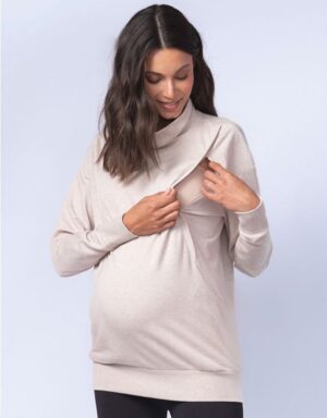 Cotton Crossover Maternity & Nursing Sweatshirt 